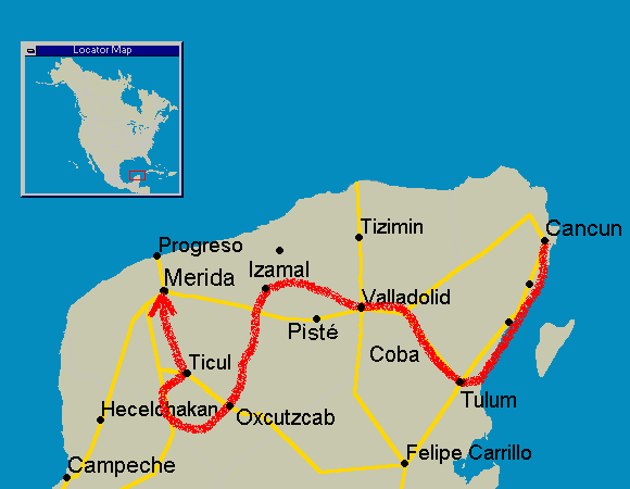 route map of Beyond the Mayan Riviera 2006