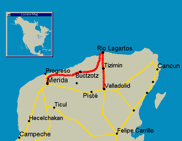 route map of Flamingos in the Mayan World 2006