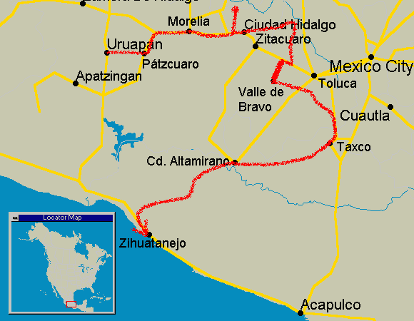 route map of Mountains & Natural Wonders 2002