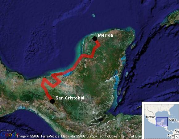 route map of Mexican Three Week Odyssey 2012