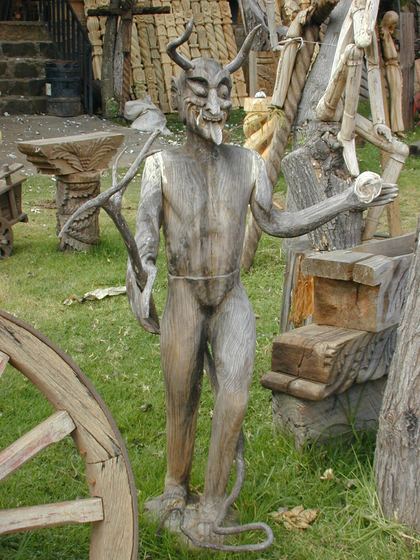 A carved wooden devil — Mexican folk art