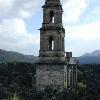 The only remaining visible trace of San Juan Parangaricutiro and San Salvador Paricut&iacute;n, two villages engulfed by solidified black lava, is