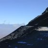 On the side of the volcano.