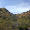 Heading over the last mountain range towards the coast.