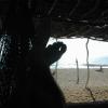 Relaxing on a hammock on the beach in Playa Ventura.
