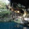 Having a swim at cenote Zaci in Valladolid