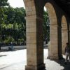 Looking out form the archways of the Palacio de Gobierno at the main square, the Plaza Mayor.