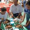 Tamales and atole for breakfast in Progreso's market.