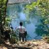 Getting prepared for a cenote dive near Tulum. You can also do cave and cavern dives in the area.
